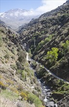 HEP electricity generation River Rio Poqueira gorge valley, High Alpujarras, Sierra Nevada, Granada