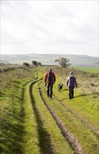 The Ridgeway long distance footpath dating from prehistory near its start on Overton Hill,