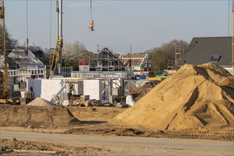 New development area, Am Schwan, in Wesel, where 70 detached and semi-detached houses are being