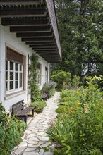 Garden terrace of the museum, Haus Dix art museum, former home and studio of the 20th century