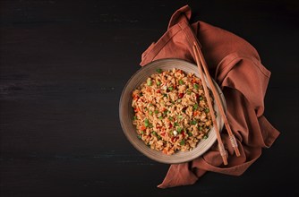 Fried Rice, with vegetables and egg, Chinese cuisine, homemade, no people