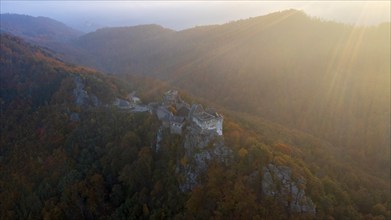 Aggstein castle ruins at sunrise, Schönbühel-Aggstein, Wachau, Lower Austria, Austria, Europe