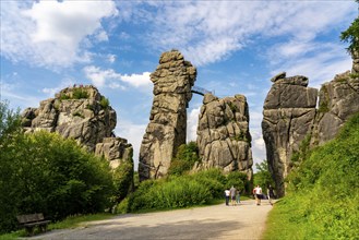 The Externsteine, a sandstone rock formation, in the Teutoburg Forest, near Horn-Bad Meinberg,