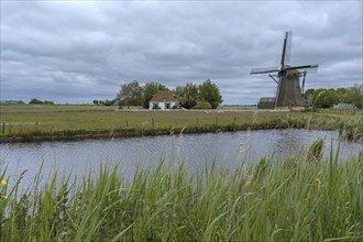 The Nijlânnermole, polder mill, windmill, Workum, province of Friesland, Netherlands