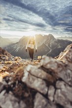 Trail running on the Grubigstein in the Tiroler Zugspitzarena in Tyrol in the Alps in Austria