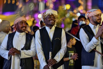 Singer of a traditional music group at a festival, Al Khobar, ash-Sharqiyya province, Persian Gulf,