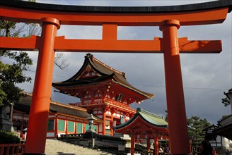 Entrance to the Fushimi Inari shrine, Shinto shrine, Fushimi-ku, Kyoto, Japan, Asia