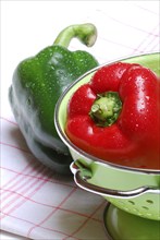 Green and red peppers in shell, peppers