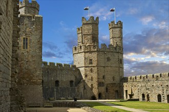 Caernarfon or Carnarvon Castle built in 1283 by King Edward I of England, Gwynedd, north-west