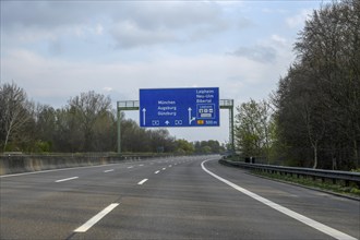 Empty motorway, corona crisis, pandemic, motorway A8, near Neu-Ulm, Baden-Württemberg, Germany,