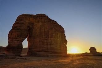 Elephant Rock or Elephant Rock in First Daylight, AlUla, Medina Province, Saudi Arabia, Arabian