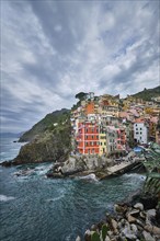 Riomaggiore village popular tourist destination in Cinque Terre National Park a UNESCO World