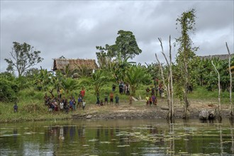 Locals in Botokom Village, Botoa Island, Lake Murray, Western Province, Papua New Guinea, Oceania