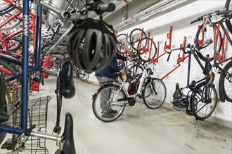 Bike station at Essen main station, bike car park, bike hire station, workshop, Essen, North