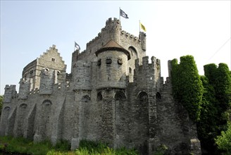 Gravensteen Castle, moated castle, Grafenstein, Ghent, Belgium, Europe