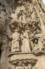 Detail on the birth façade of the Sagrada Familia, Church of the Atonement of the Holy Family, by