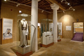 Exhibition space in the Al Masmak Fort, historic fortress from 1865, in the old city of Riyadh,