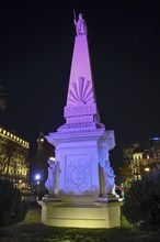 Pirámide de Mayo on the Plaza de Mayo at night, central square in the Monserrat district, Buenos