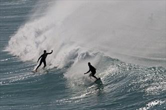 Fuerteventura, Canary Island, Surfers at Playa del Castillo in El Cotillo, Spain, Europe