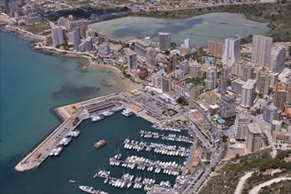 Harbour of Calp from the rock Peñón de Ifach or Penyal d’Ifac, Costa Blanca, Calp, Costa Blanca,