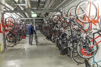 Bike station at Essen main station, bike car park, bike hire station, workshop, Essen, North