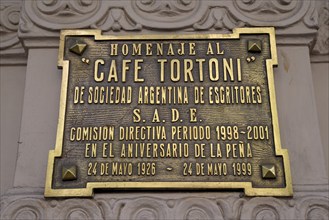 Sign at Café Tortoni, coffee house on the Avenida de Mayo, Buenos Aires, Argentina, South America