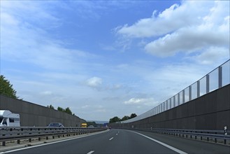 Noise barriers on the A73, near Forchheim, Middle Franconia, Bavaria, Germany, Europe