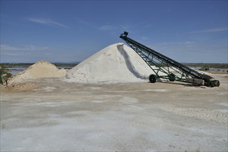 Mountain of sea salt, Salinas de Levante, Salines de Llevant, salt pans, Es Trenc, Majorca,