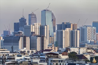 Panorama from Golden Mount, skyline of Bangkok, Thailand, Asia