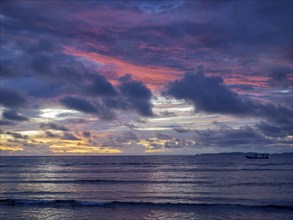 Dawn over the sea, Pulisan beach, North Sulawesi, Indonesia, Asia