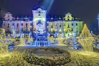 Castle Christmas magic snow illuminated Bückeburg Germany