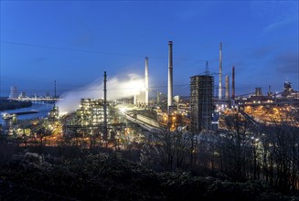 The Thyssenkrupp Steel steelworks in Duisburg-Marxloh, on the Rhine, coking plant unloading tower,