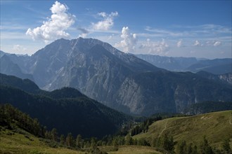 View from the Rossfeldern to the Watzmann, Berchtesgaden National Park, Bavaria, Germany, Europe