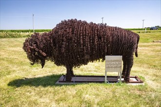 Holdrege, Nebraska - Buffalo art outside the Nebraska Prairie Museum. The buffalo was constructed