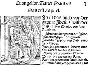 Facsimile, translation by Martin Luther, title, The New Testament of 1522, Gospel of Matthew,