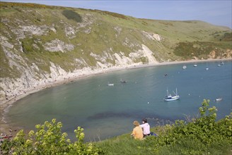 Lulworth Cove on the Jurassic Coast, Dorset, England, United Kingdom, Europe