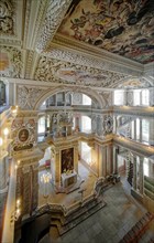 Chancel with the two-storey organ, baroque church, baroque castle church of St Trinitatis at