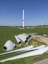 Repowering, dismantled Enercon E-58 wind turbine in a wind farm near Issum, 9 older wind turbines