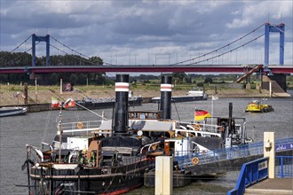 Harbour Duisburg Ruhrort, Vinckekanal, behind the Friedrich-Ebert-Bridge over the Rhine between