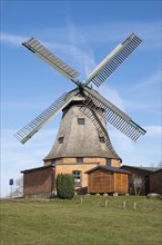 Town windmill, Galerie-Holländer, Malchow, island town, Mecklenburg Lake District, Mecklenburg,