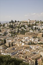 The Albaicin district in the city of Granada taken from the Alhambra palace, Spain, Europe