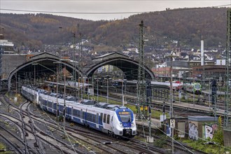 The main railway station in Hagen, station halls, tracks, platforms, North Rhine-Westphalia,