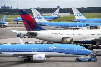 Amsterdam Schiphol Airport, aircraft at terminal, Gates D, check-in, apron, Amsterdam, Netherlands