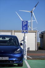 Electric car fast charging station, from the Dutch provider PowerGo, in the ferry harbour of