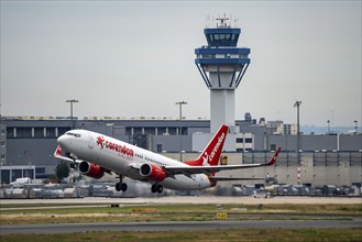 Cologne-Bonn Airport, CGN, Corendon Boeing 737, on take-off, Cologne, North Rhine-Westphalia,