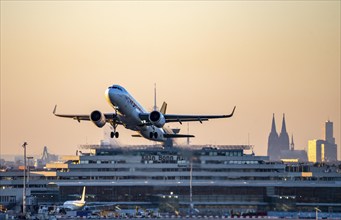 Pegasus Air aircraft taking off at Cologne-Bonn Airport, North Rhine-Westphalia, Germany, Europe