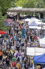 Flea market at the summer festival at the Gruga in Essen, 10-day funfair at Messe Essen, with one