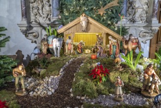 Christmas cot in the interior of the monastery church of Oelinghausen Monastery, Arnsberg,