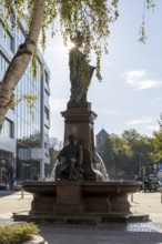 Saxonia Fountain on Johannisplatz, Chemnitz, Saxony, Germany, Europe