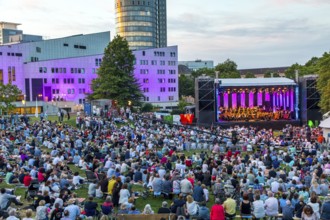 Open air concert in Essen's Stadtgarten Park, summer concert of the state government, North